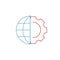 Globalization linear globe and gear, cogwheel icon. Internet technology concept. Can be used for topics like business development