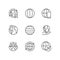 Globalization pixel perfect linear icons set