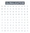 Globalization vector line icons set. globalization, internationalization, integration, unification, connectivity