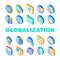 Globalization Worldwide Business Icons Set Vector