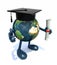Globe with arms and legs, Graduation Cap and Diploma