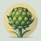 Globe Artichoke Vegetable Cute Playful Flat Icon by Generative AI