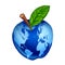 Globe blue apple earth planet isolated