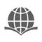 Globe book logo icon black color.