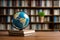 Globe and books A symbol of global knowledge and education