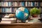Globe and books A symbol of global knowledge and education