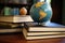 Globe and books A symbol of global knowledge and education