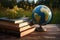 Globe and books A symbol of global knowledge and education