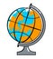 Globe cartoon sticker in retro style