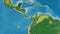 Globe centered on Panama neighborhood. Topographic map