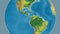 Globe centered on Panama. Topographic map