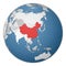 Globe centered to China.