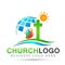 Globe Church logo design icon on white background. Classical, ancient. on white background