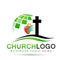 Globe church people union care love logo design icon on white background. Classical, ancient. on white background