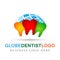 Globe Dental clinic dentist cross care people medical health care logo design icon on white background