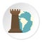 Globe Earth and chess rook icon circle