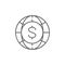 Globe earth with coin, online payment, worlds finance lineal icon. Global technology, internet, social network symbol