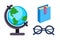 Globe earth geography book and glasses icon vector illustration. International graphic travel sphere. Education element