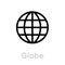 Globe earth icon. Editable line vector. Simple isolated single sign.