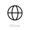 Globe earth icon. Editable line vector. Simple isolated single sign.