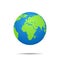 Globe earth map icon on isolated background. 3d world planet with global geography for travel. Green america, europe, africa