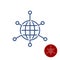Globe Earth sphere with pointers out. Network over the world concept sign. Global tech logo