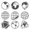 Globe earth vector icons set