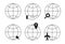 Globe earth vector outline icons set. Worldwide go to web symbols collection