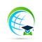 Globe education Graduates people world logo icon successful graduation students bachelor icon element on white background