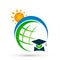 Globe education Graduates people world sun logo icon successful graduation students bachelor icon element on white background