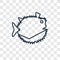 Globe Fish concept vector linear icon isolated on transparent ba