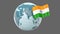 Globe with flag of India