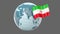 Globe with flag of Iran