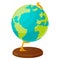 The globe in flat style. Spherical model of Earth for educational, scientific purposes. School supplies.