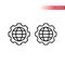 Globe in gear or cogwheel thin line icon set.