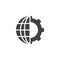 Globe and gear vector icon