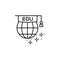 Globe, graduate hat icon. Simple line, outline vector of online educationa icons for ui and ux, website or mobile application