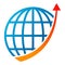 Globe graph arrow logo on white