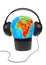 Globe in headphone