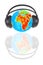 Globe in headphone