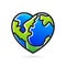 globe heart icon  love earth logo