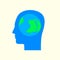 Globe in human head icon. Vector illustration