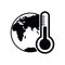Globe icon Global temperature - black vector icon with shadow