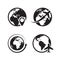 Globe icons set. World earth and globe map pin icon internet global commerce vector symbols