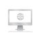 Globe internet connection icon inside blank screen computer monitor with reflection minimalist modern icon vector illustration