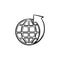 Globe with latitudes hand drawn sketch icon.