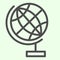 Globe line icon. Planet Earth for schools studying outline style pictogram on white background. World sphere on stand