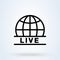 Globe Live News line sign icon or logo. Live stream concept. World and global live, linear design vector illustration