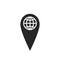 Globe location pin icon. position mark, destination and global map pointer symbol