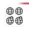 Globe with location pin pointer, sign for website thin line vector icon set.